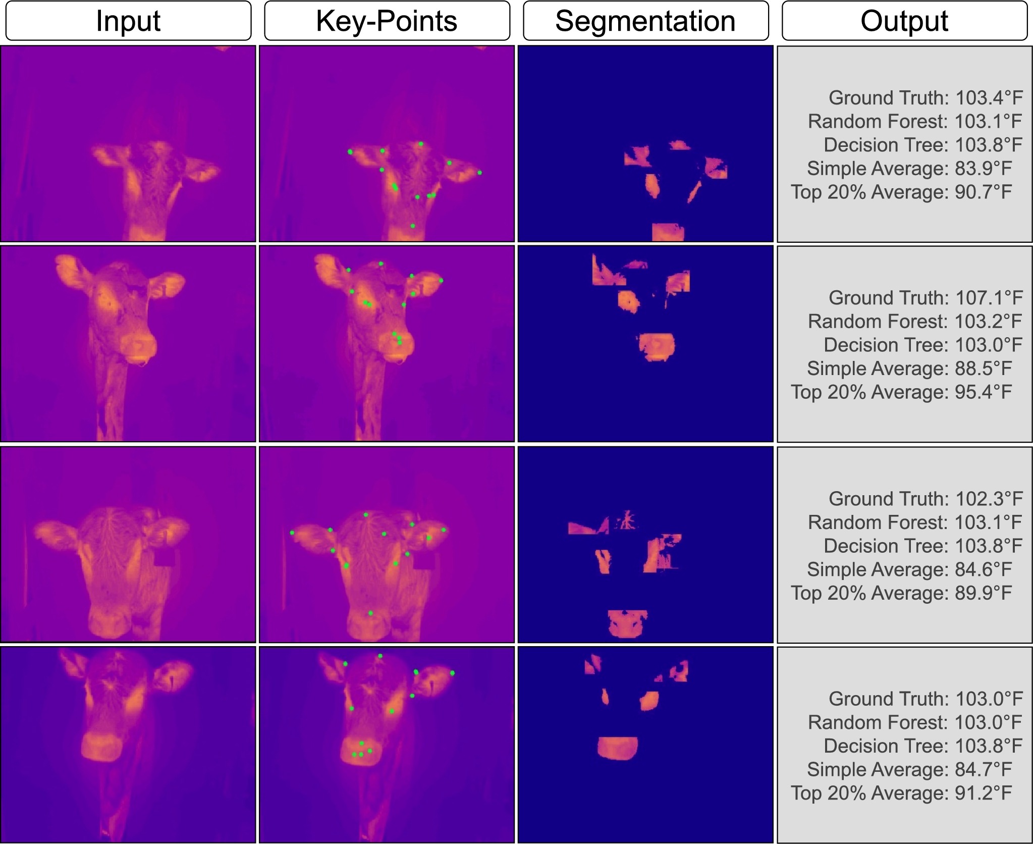 Qualitative results of the CattleFever system